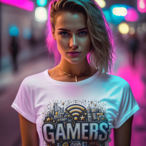 Inspirational Console Gamer T-Shirt with 'Unlock All Levels' slogan, AI-generated design for ultimate gaming experience