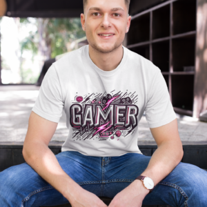 AI_generated_Gamer_white_t-shirt