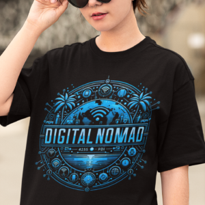 Digital Nomad T-Shirt for Freelancers and AI Nomads: AI-Generated Design