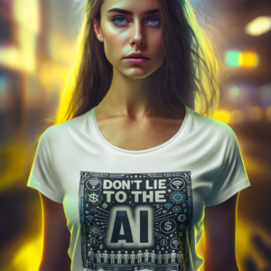 Don't Lie to the AI T-Shirt: AI Slogan Design Highlighting Trust in Technology