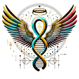 Inspirational AI Art with the double helix and colourful wings by GEF6560 Designs.